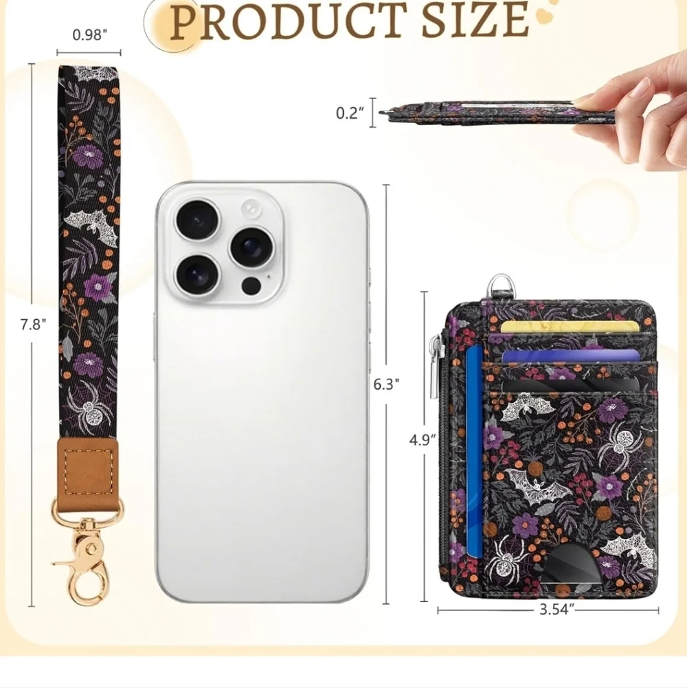 Floral Bat Design Phone Wallet Case